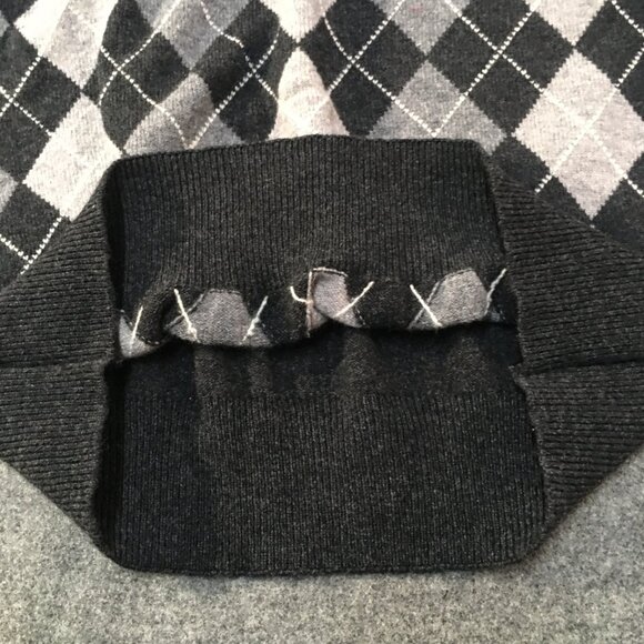 Skirt 100% Wool Girl M 8 Midi Gray Argyle Knit Straight Heavy Mom and Pop's Kids - Picture 6 of 9